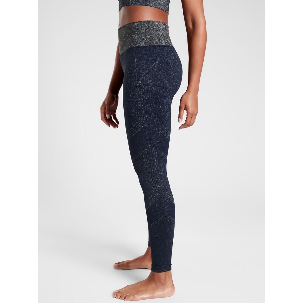 Athleta Twilight Tight 2.0 Leggings Womens XS Blue Shimmer Glitter Athletic Gym